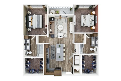 a1 floor plan  1 bedroom with 2 baths  129